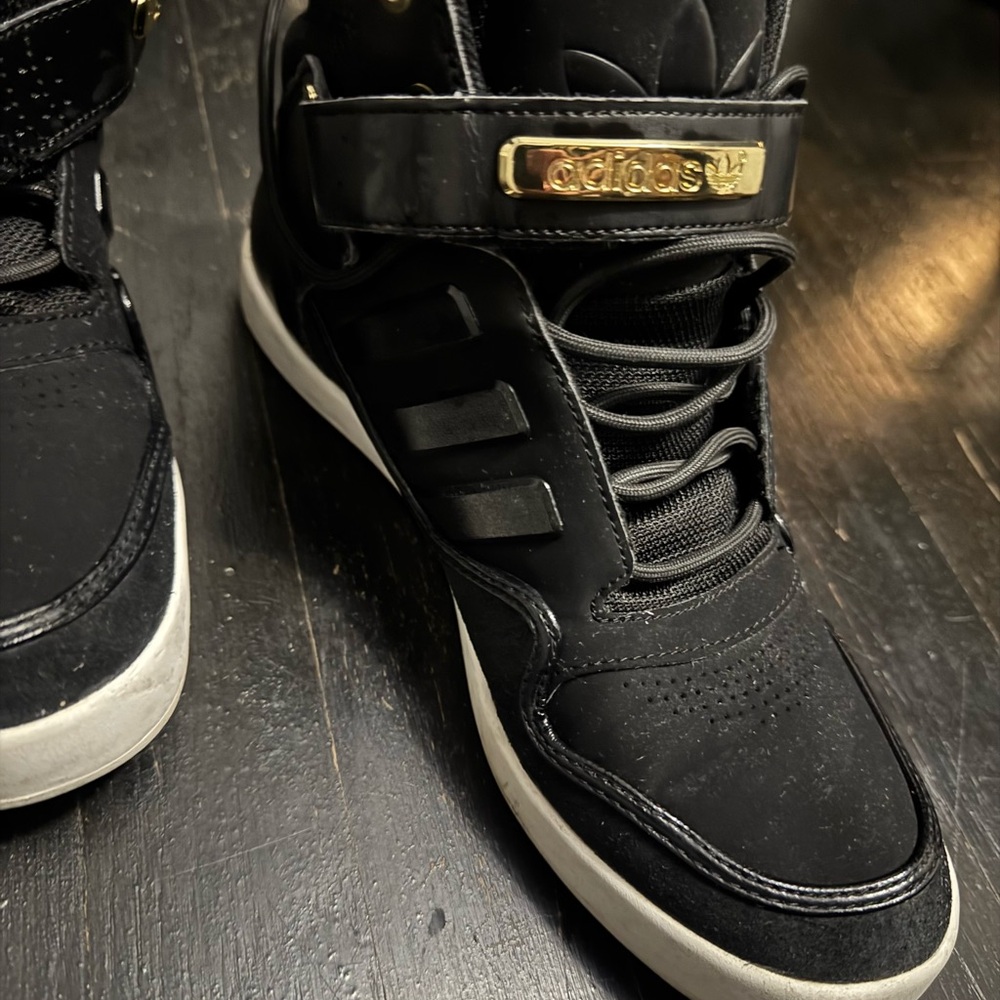 Adidas Black and Gold High-Tops